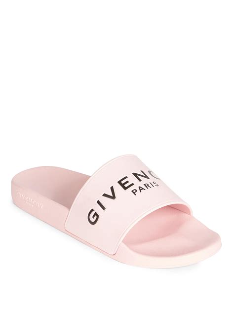 givenchy pink logo slides|givenchy rubber slides.